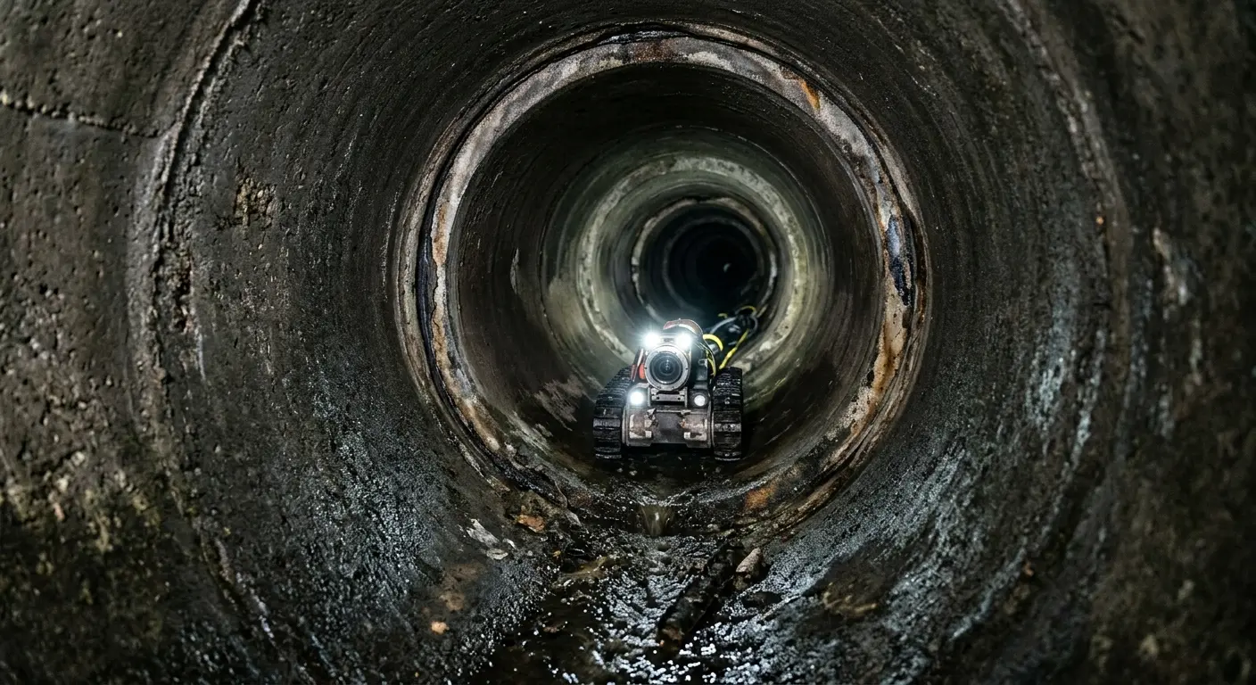 Robotic sewer camera inspecting pipe interior for Drain Snake Service in Stevenson Ranch